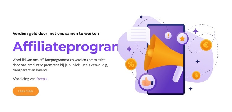 Word lid van ons affiliateprogramma. Website sjabloon