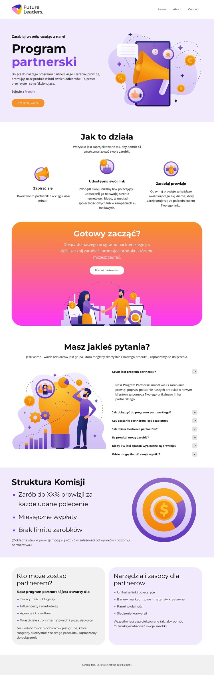 Monetyzuj swoją publiczność Szablon witryny sieci Web