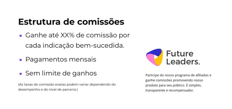 Cresça conosco Modelo de site