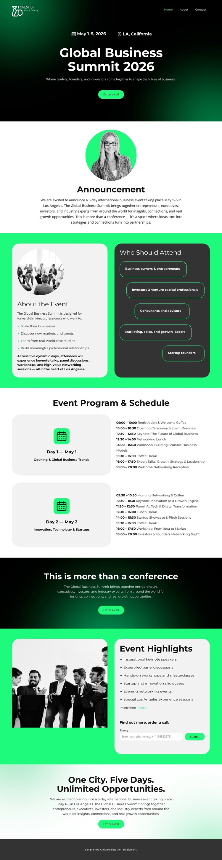 Business Event Landing Page CSS Template
