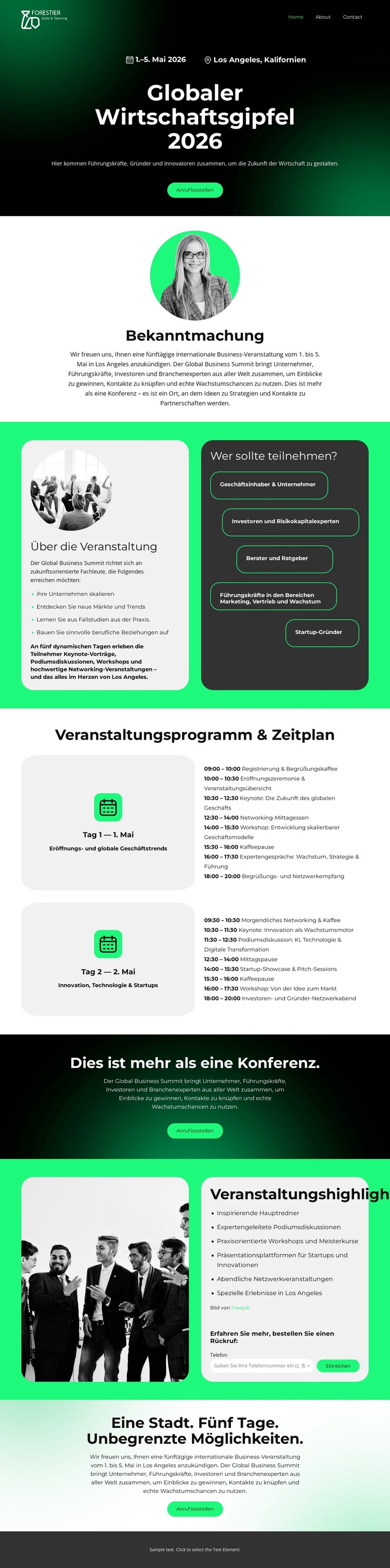 Landingpage für Geschäftsveranstaltungen HTML-Vorlage