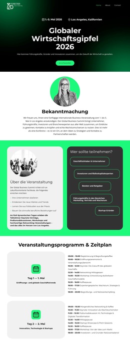Landingpage für Geschäftsveranstaltungen Website-Vorlagen