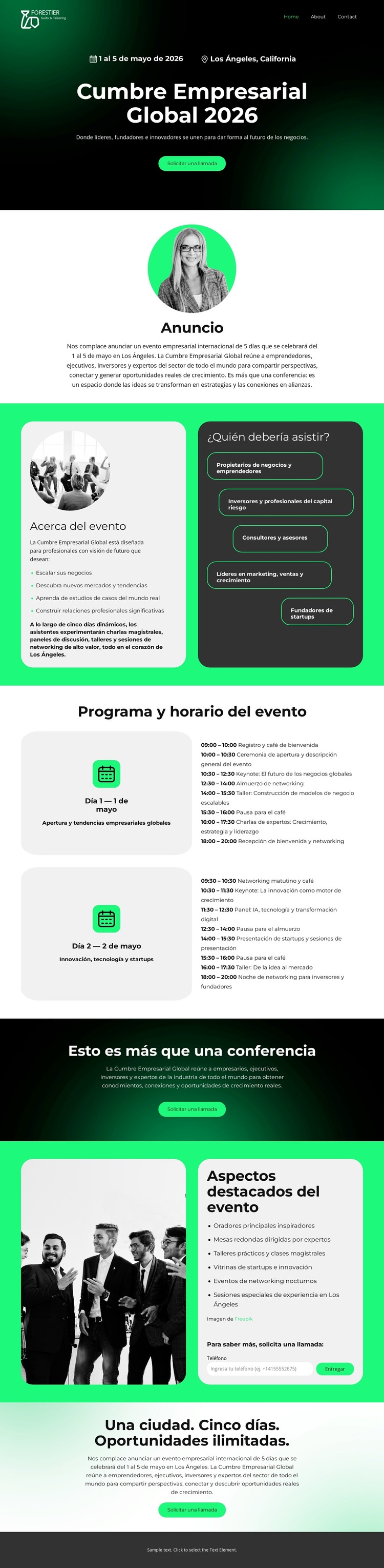 Página de destino de eventos empresariales Plantilla HTML