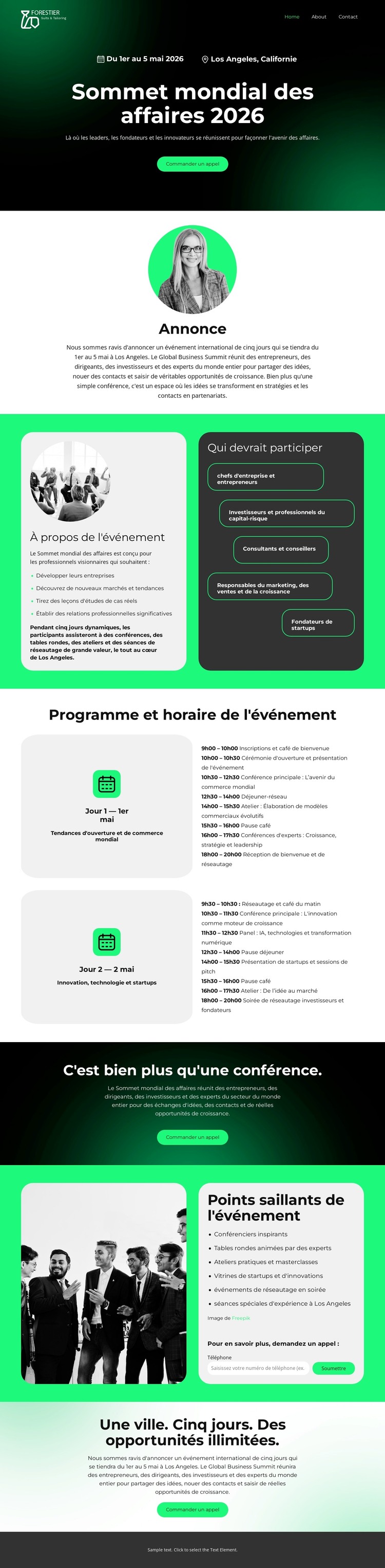 Page d'accueil d'événement professionnel Modèle HTML