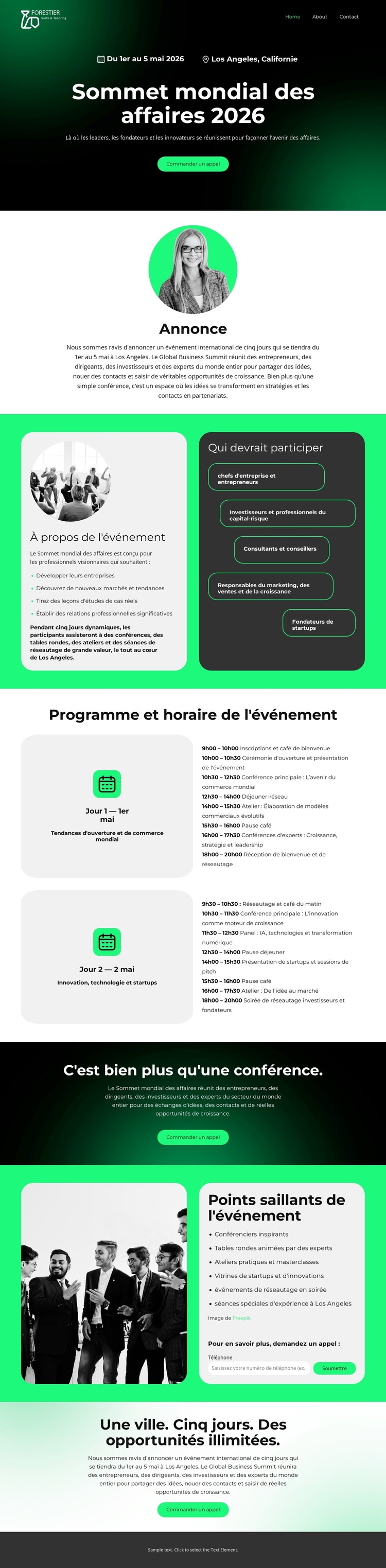 Page d'accueil d'événement professionnel Thème WordPress