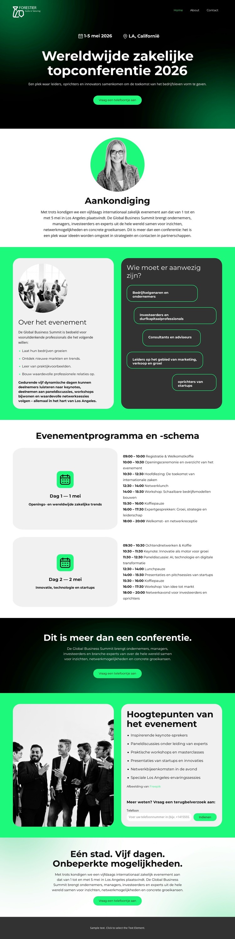 Landingspagina voor zakelijke evenementen HTML-sjabloon