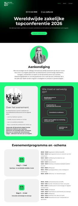 Landingspagina voor zakelijke evenementen Website sjablonen