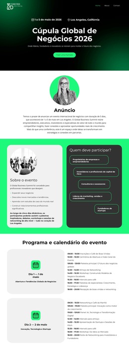 Página De Destino Para Eventos Corporativos Modelo De Site