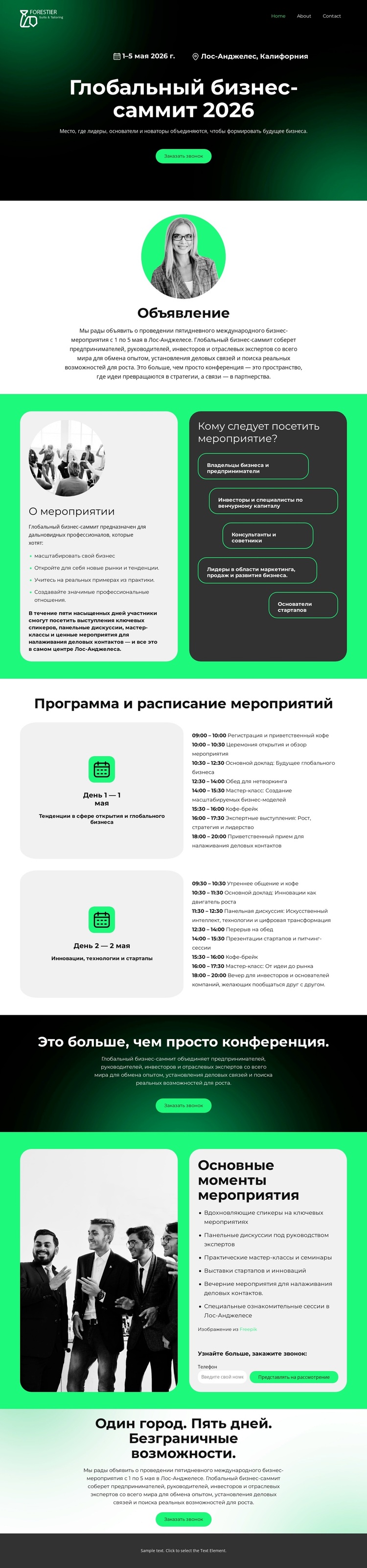 Целевая страница делового мероприятия WordPress тема
