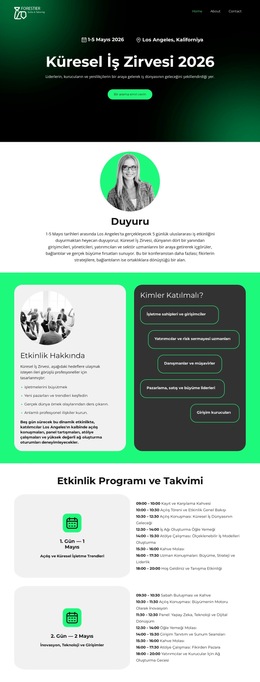 İş Etkinliği Açılış Sayfası Web Sitesi Şablonu
