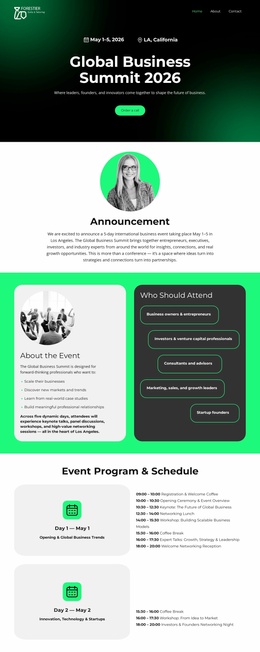 Business Event Landing Page Landing Pages