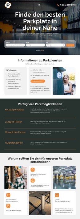 Moderner Parkservice – Vorlage Für Website-Builder