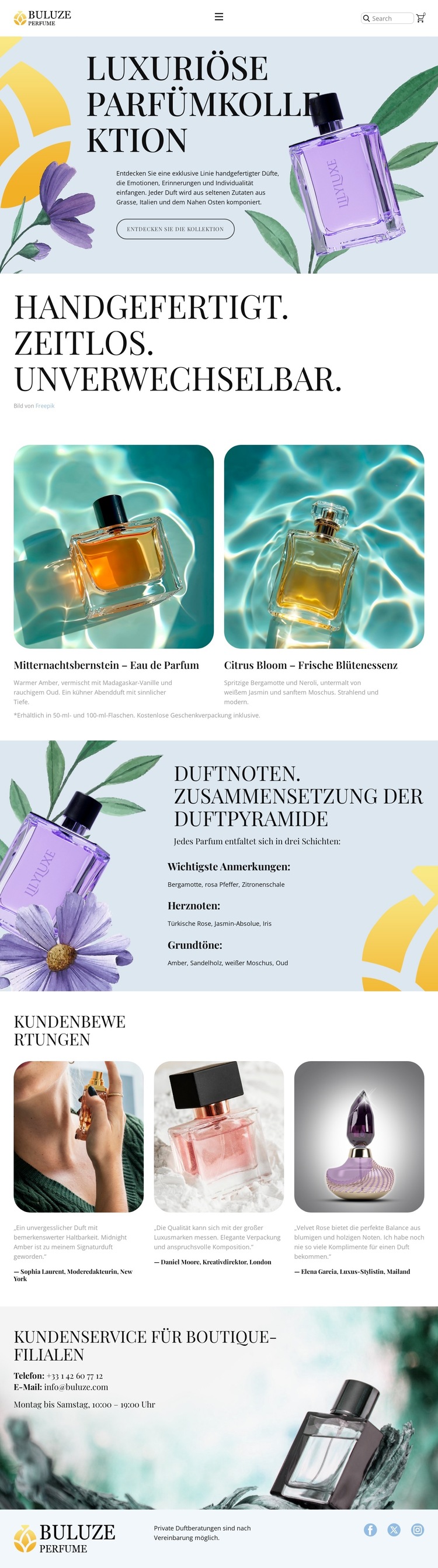 Moderne Parfümerie Website-Vorlage