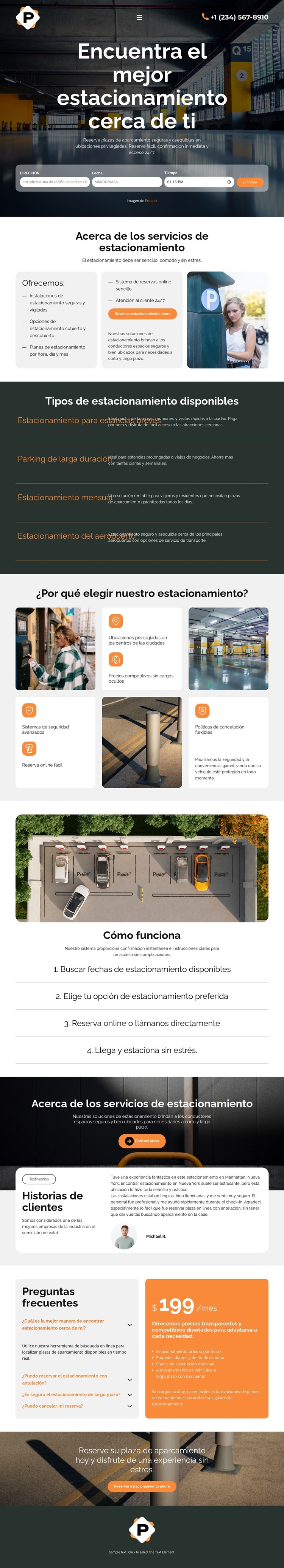 Servicio de estacionamiento moderno Plantilla de sitio web