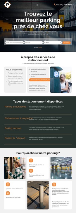 Service De Stationnement Moderne - Modèle De Création De Site Web