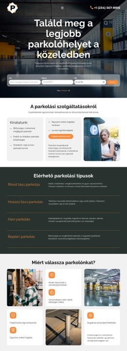 Modern Parkolási Szolgáltatás – Webhelykészítő Sablon