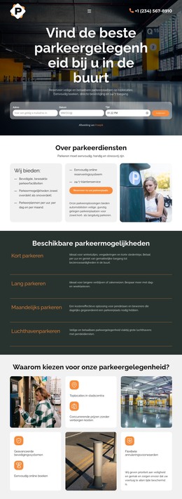 Moderne Parkeerservice - Sjabloon Voor Websitebouwer