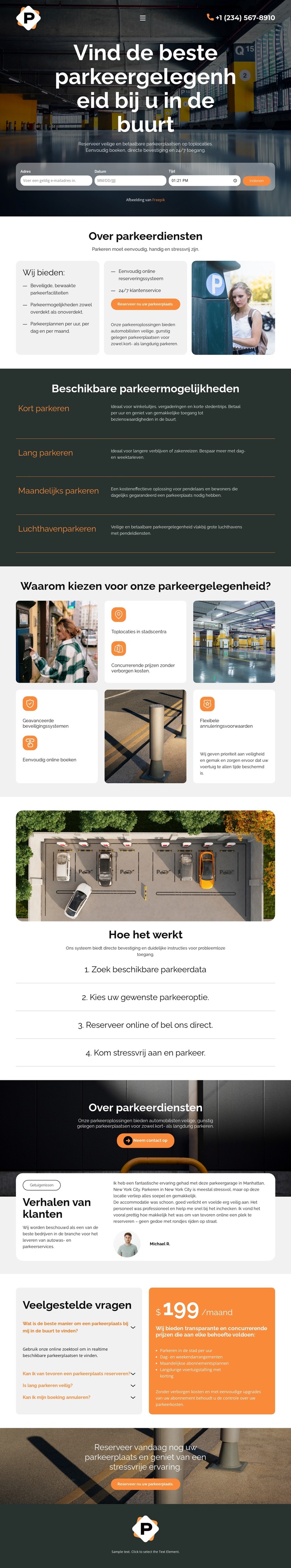 Moderne parkeerservice Website sjabloon