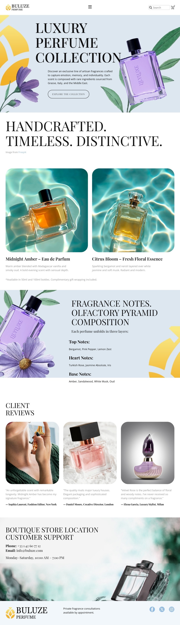 Modern Perfume Boutique One Page Template