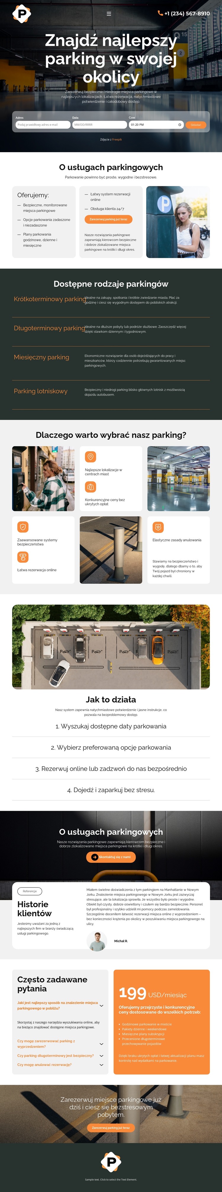 Nowoczesna usługa parkingowa Szablon HTML