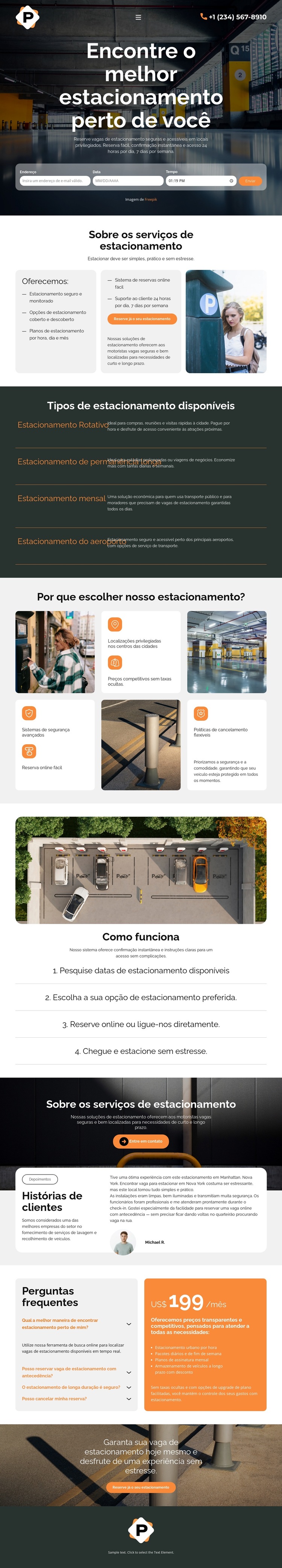 Serviço de estacionamento moderno Modelo de site