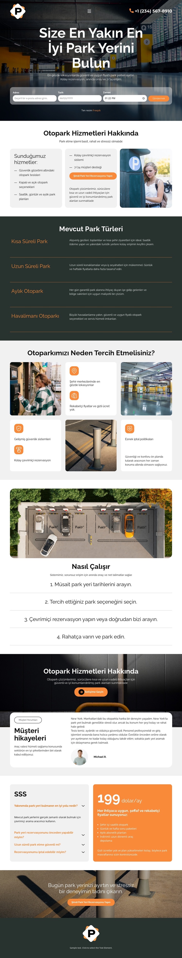 Modern Otopark Hizmeti Web Sitesi Şablonu