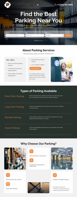Modern Parking Service - Easy Website Design