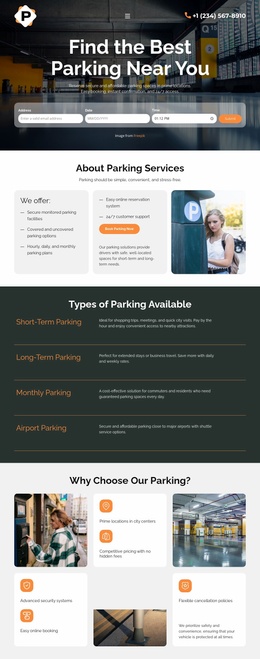 Modern Parking Service Website Templates