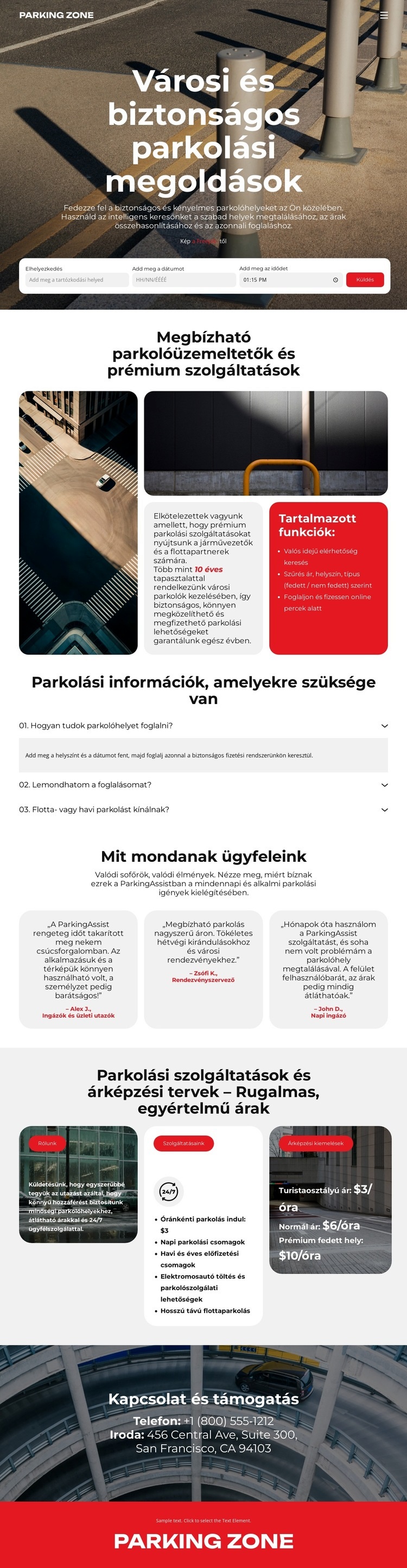 Városi parkolási megoldások HTML Sablon