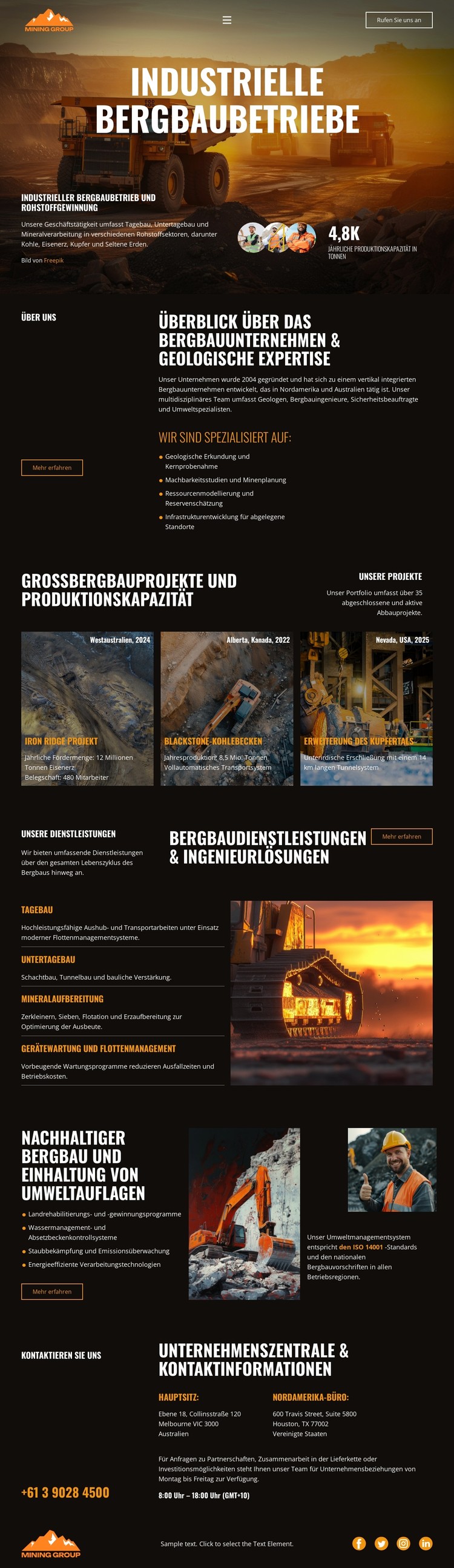 Schwerindustrie-Bergbau CSS-Vorlage