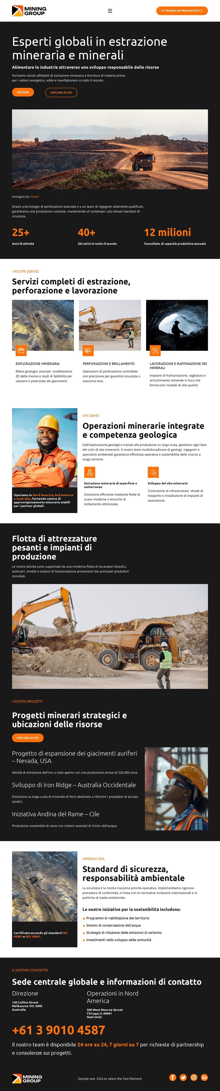 Società mineraria industriale Modello di sito Web