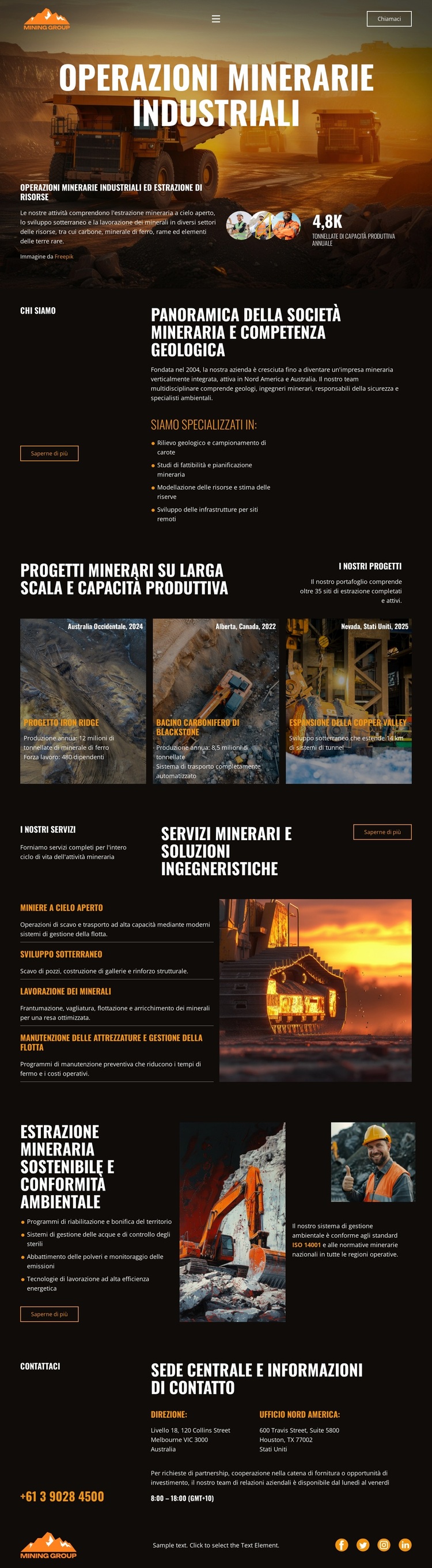 Industria mineraria pesante Tema WordPress