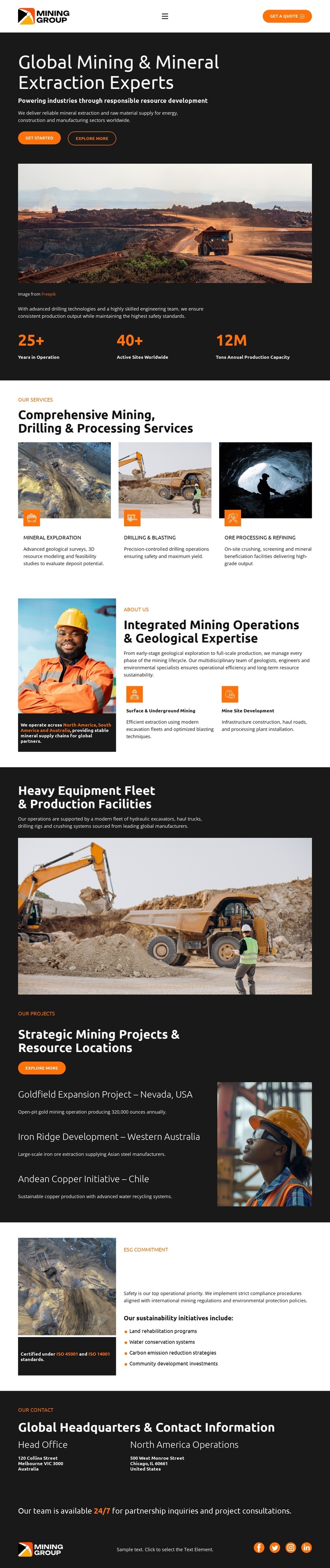 Industrial Mining Company Joomla Template