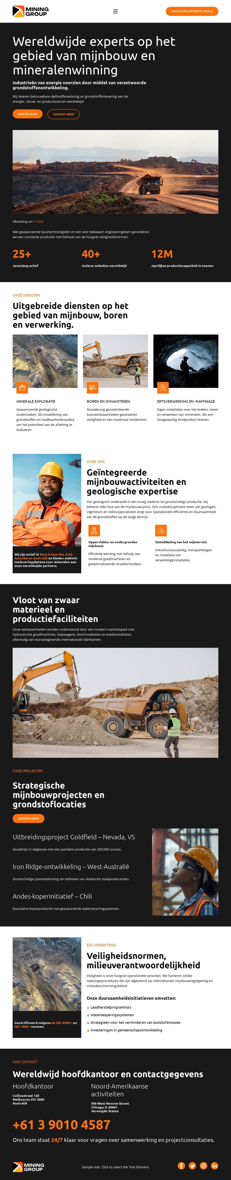 Industriële mijnbouwonderneming Website sjabloon