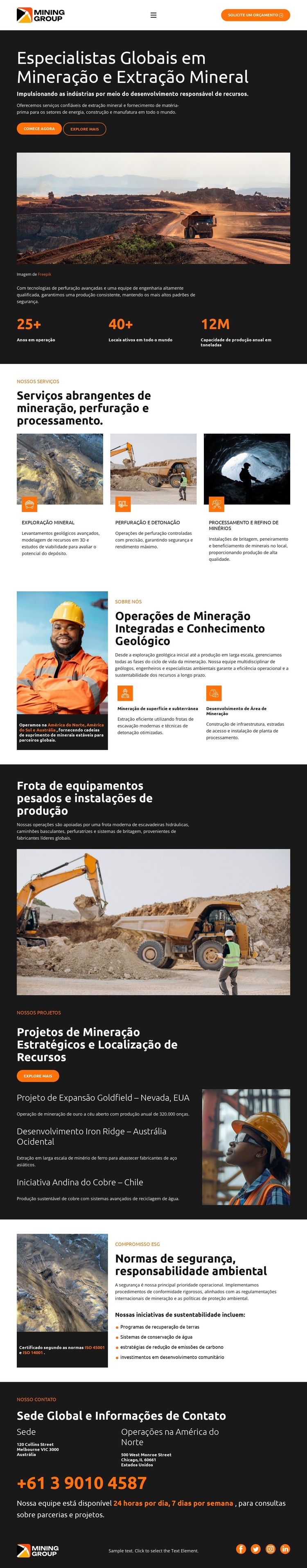 Empresa de Mineração Industrial Modelo de site