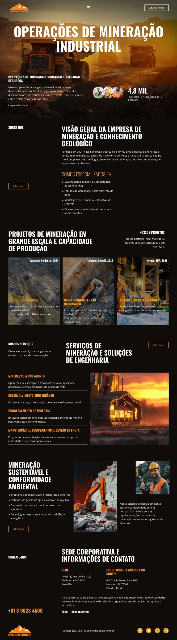 Indústria Pesada Mineração Modelo de site
