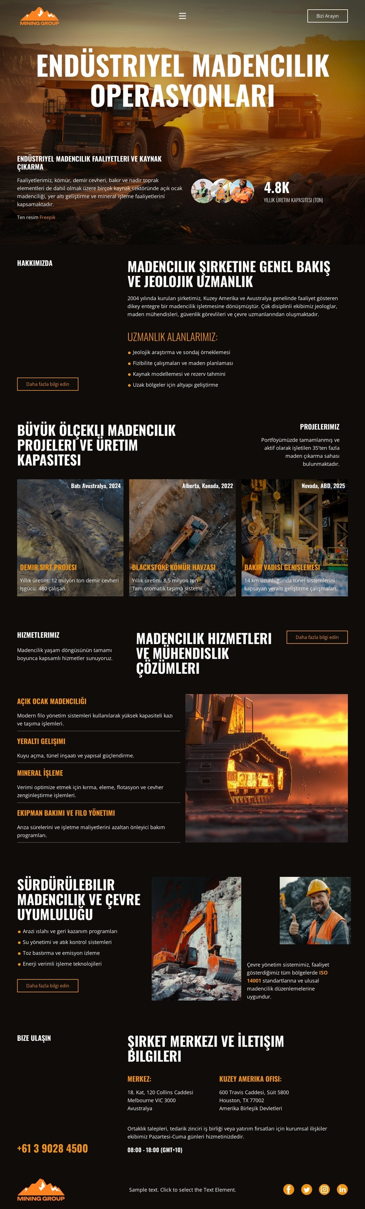 Ağır Sanayi Madencilik Web Sitesi Şablonu