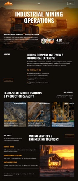 Heavy Industry Mining Web Page Designs