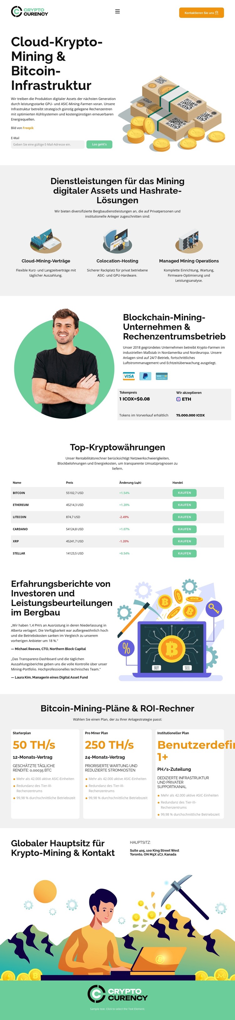 Modernes Krypto-Mining HTML-Vorlage