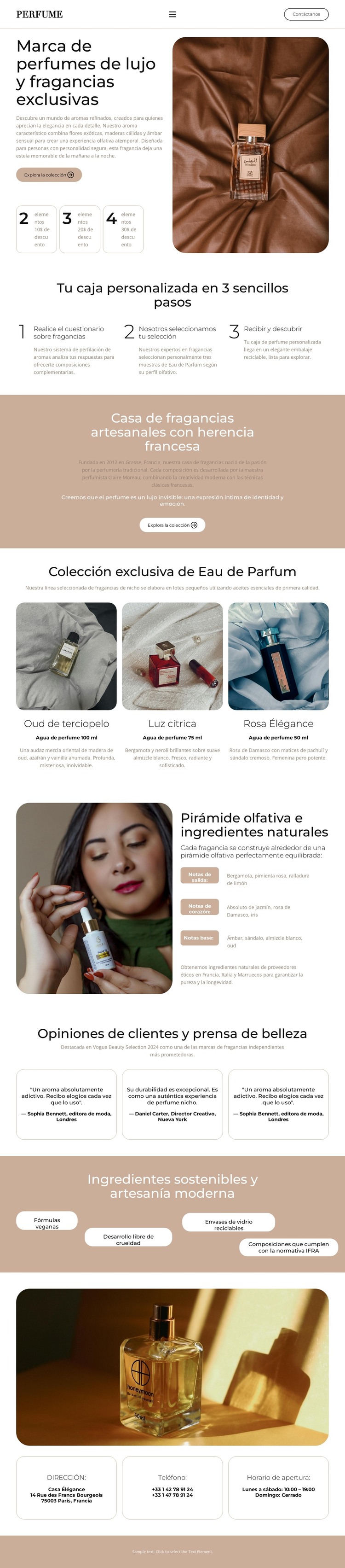 Elegante Eau de Parfum Plantilla HTML