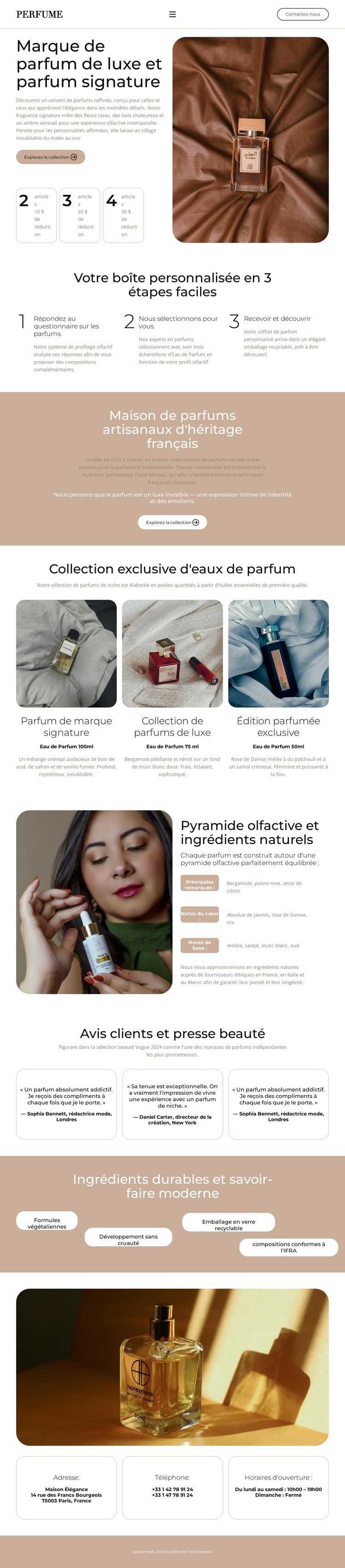 Eau de Parfum Élégante Conception de site Web