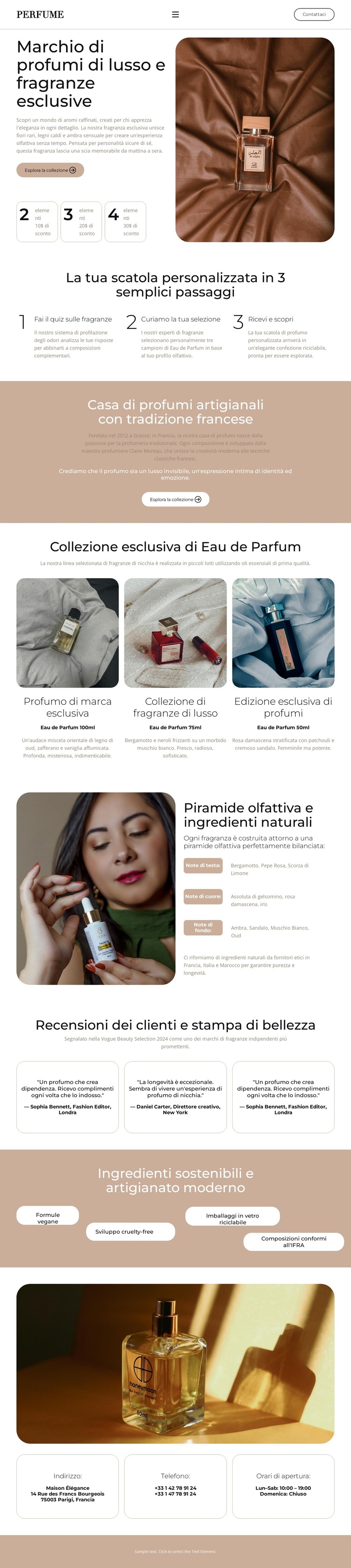 Elegante Eau de Parfum Modello di sito Web