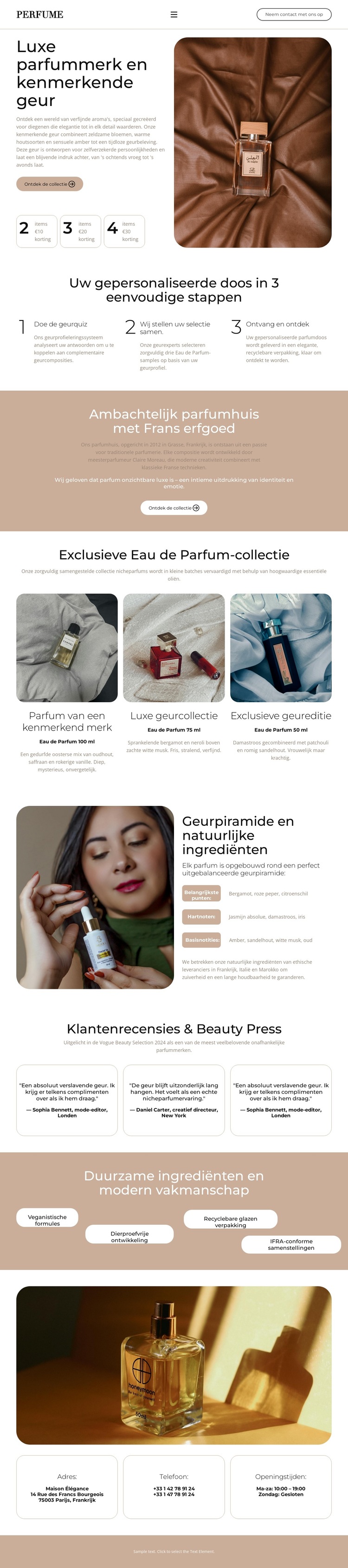 Elegante Eau de Parfum Website sjabloon