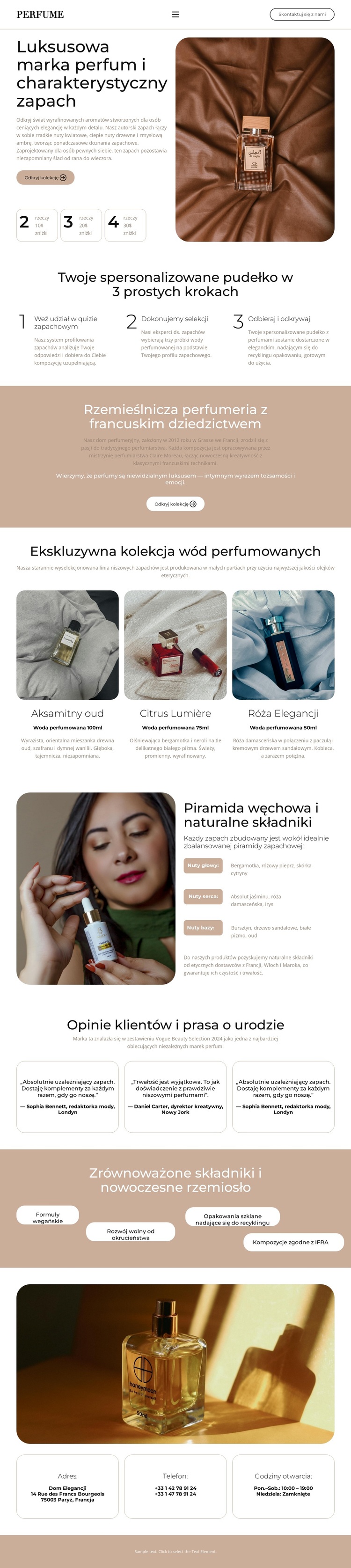 Elegancka woda perfumowana Motyw WordPress