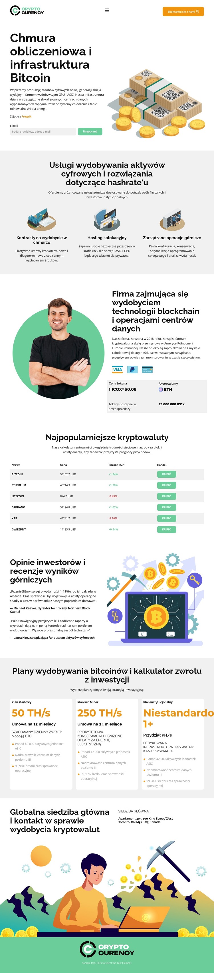 Nowoczesne kopanie kryptowalut Szablon HTML