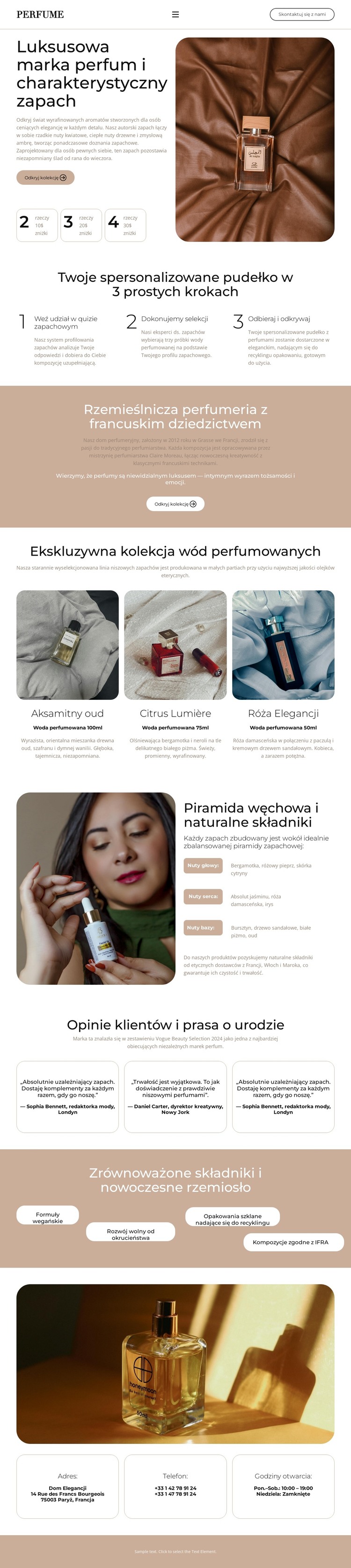 Elegancka woda perfumowana Szablon HTML