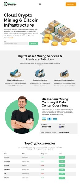 Modern Crypto Mining Web Page Design
