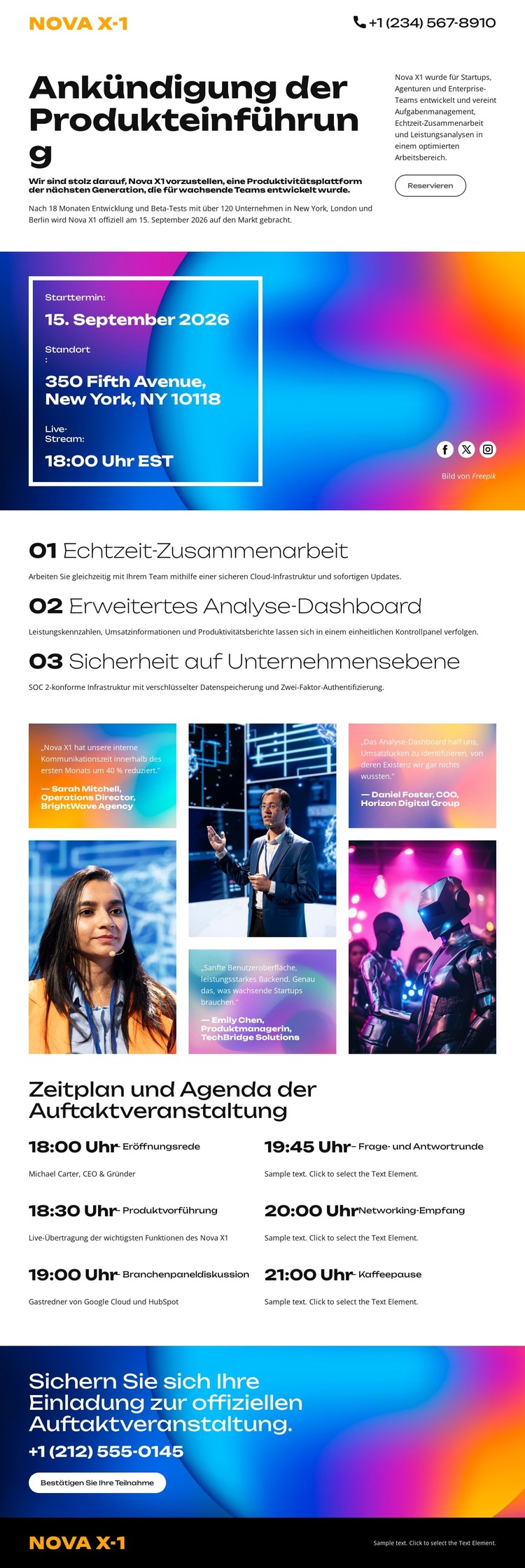 Veranstaltungs- und Unternehmensankündigung CSS-Vorlage