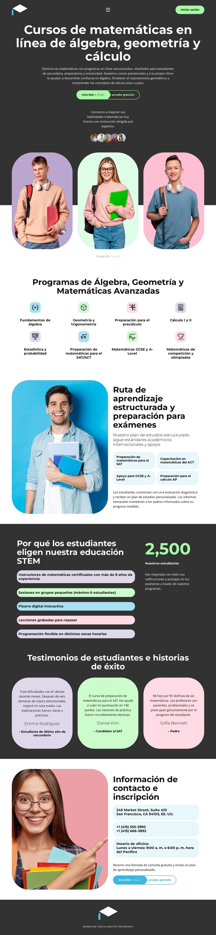Educación Matemática Profesional Plantilla HTML