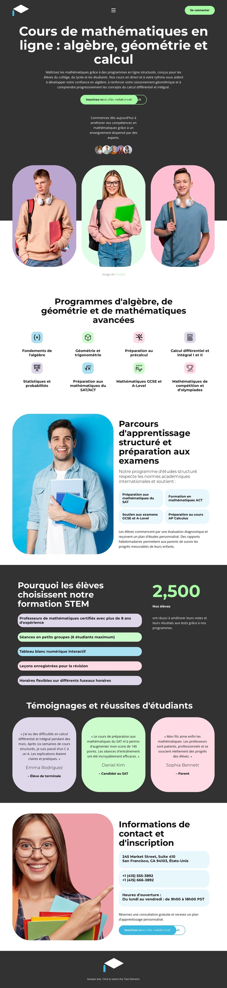 Formation professionnelle en mathématiques Thème WordPress